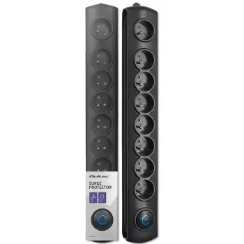 Ylijännitesuoja Qoltec 50113 musta 8 AC-lähtöä 230 V 1,8 m