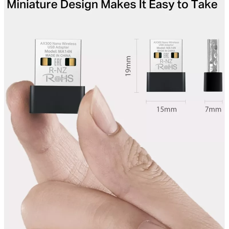Mercusys MA14N AX3000 Nano Wi-Fi USB -sovitin, jopa 287 Mbps