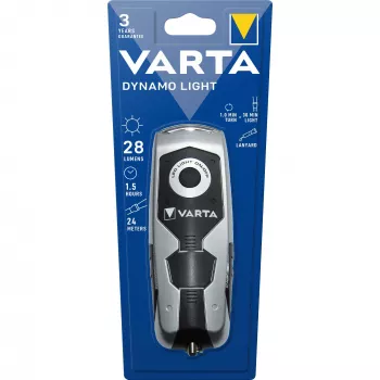 Varta Dynamo Light LED - käsivalaisin - musta - harmaa - muovi - 3 valoa - 28 lm - 26 m