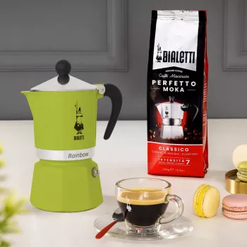 Bialetti Rainbow mokkapannu musta, vihreä
