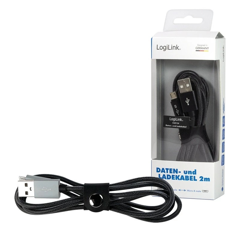 Synkronointi- ja latauskaapeli USB-A - Micro-B pistoke 2m