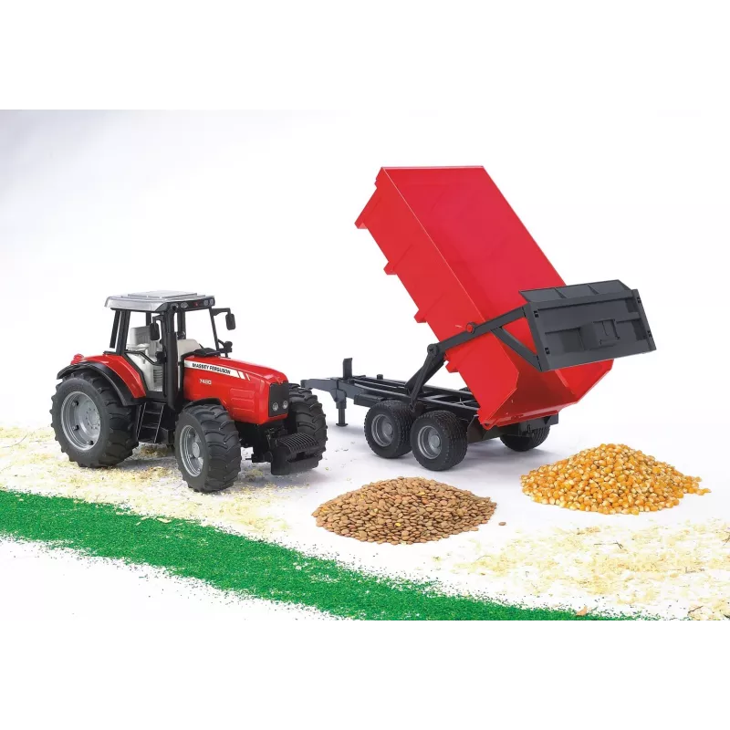 Traktorimalli BRUDER Massey Ferguson 7480 kippikärryllä