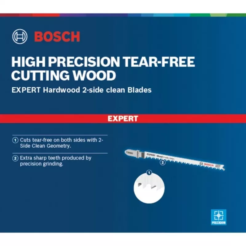 Bosch Wood 2-puolisesti puhdas pistosahanterä hiiliteräs (HCS) 5 kpl