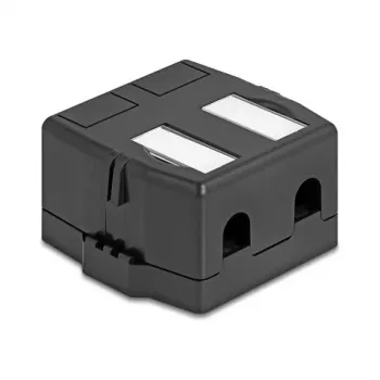 Delock 85842 Keystone-tyhjä kotelo, 2-porttinen, magneettijalustalla, musta