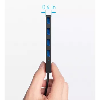 USB-keskitin Anker Ultra ohut A8309G11 — USB Type-C -isäntä, 3× USB 3.2 Gen 1 Type-A, kompakti 103×30×10 mm, musta