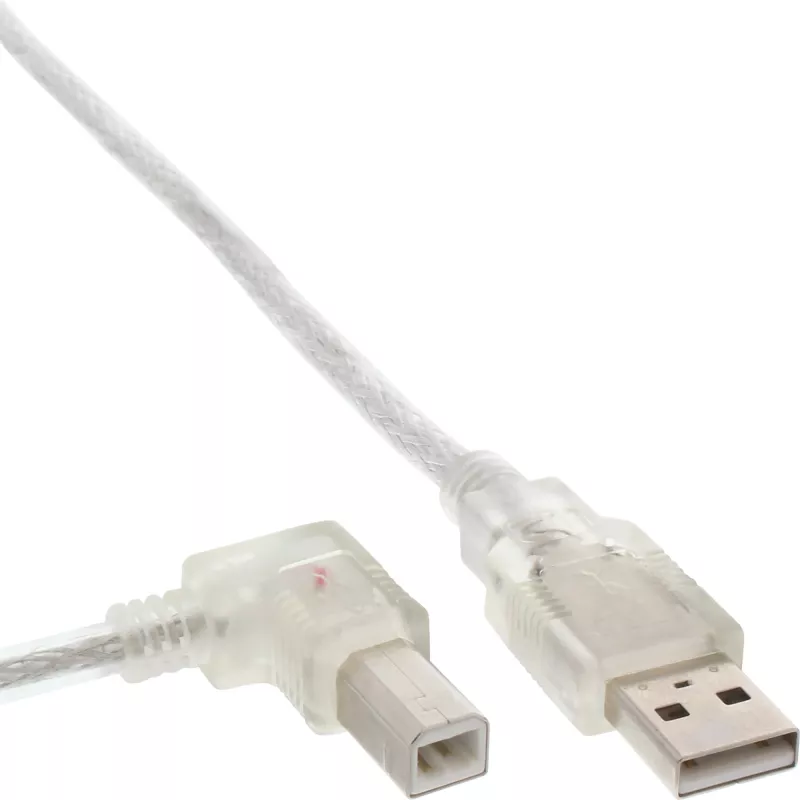 Microconnect USBAB5ANGLED-L USB-kaapeli USB 2.0 5 m USB A USB B valkoinen