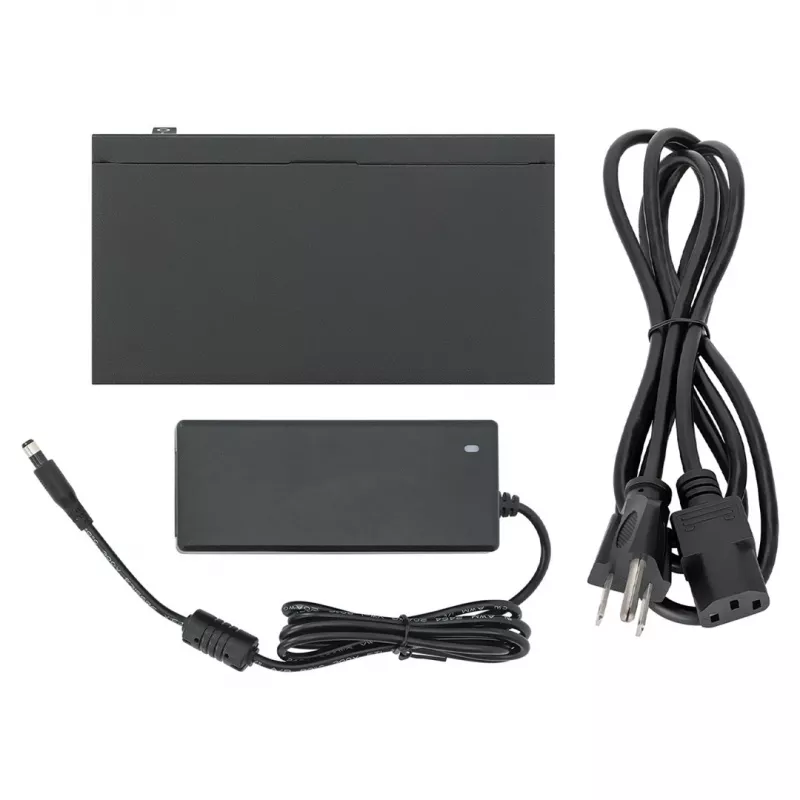 Gigabit 5xPoE Passthrough -kytkin, virransyöttö PoE tai AC, 68W