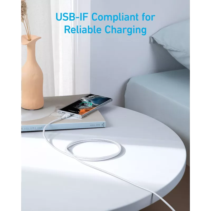 USB-C - USB-C -kaapeli Anker 322 — 1,8 m, valkoinen