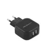 Sisälaturi QOLTEC 50186 älypuhelimelle ja tabletille, 5 V 3.4 A, 17 W, 2× USB, musta