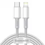 USB-C - Lightning Baseus High Density punottu kaapeli, 20W, PD, 2m (valkoinen)