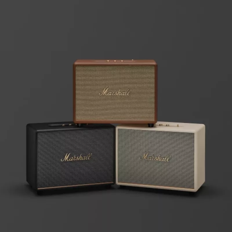Langaton kaiutin MARSHALL Woburn III ruskea — Multiroom, Bluetooth, Wi‑Fi, analogiset tulot