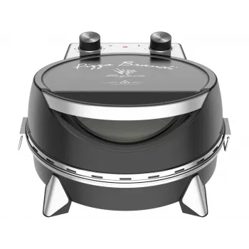 Sähköinen pizzauuni SIMFER MKE0-P — 1100 W, 80–300 °C, 30 minuutin ajastin, irrotettava 33 cm pizzakivi, musta