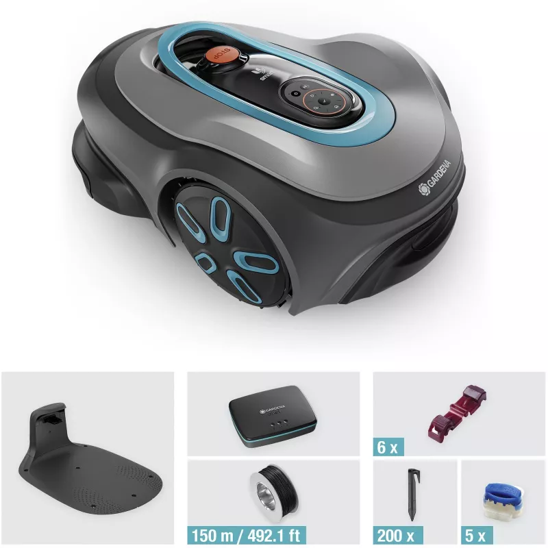 GARDENA smart SILENO max -robottiruohonleikkuri — 800 m², 16 cm leikkuuleveys, akku, LONA-navigointi, harmaa