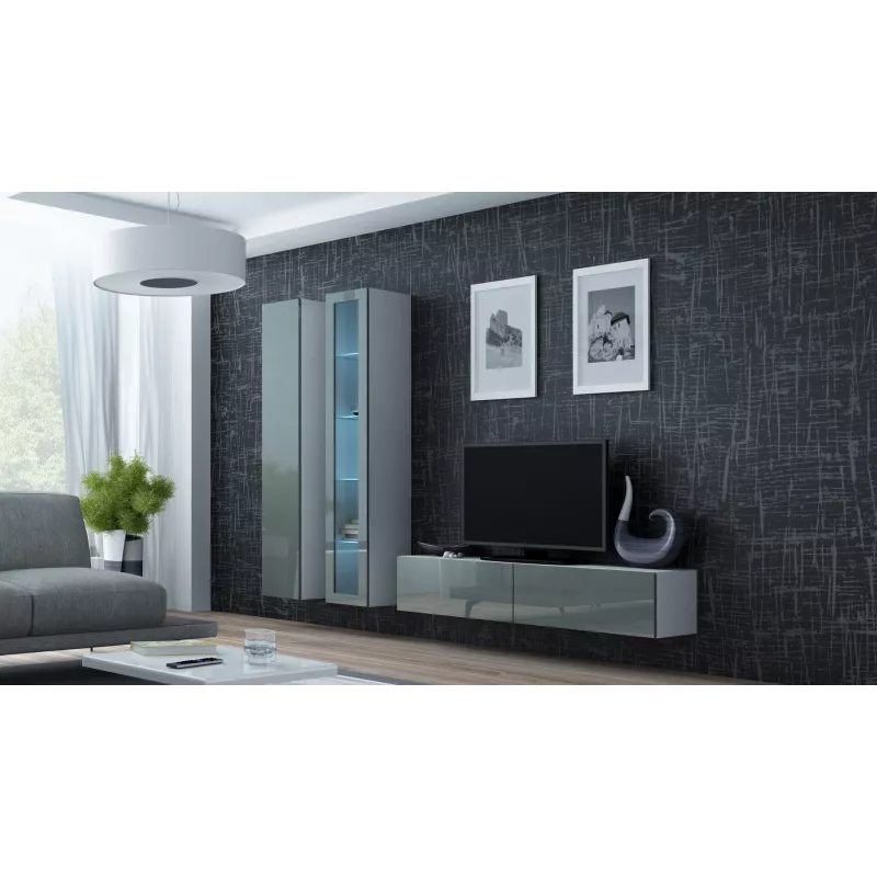 Cama vitriini VIGO '180' 180/40/30 valkoinen/harmaa kiiltävä