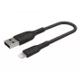Kaapeli punottu USB-Lightning 15 cm musta