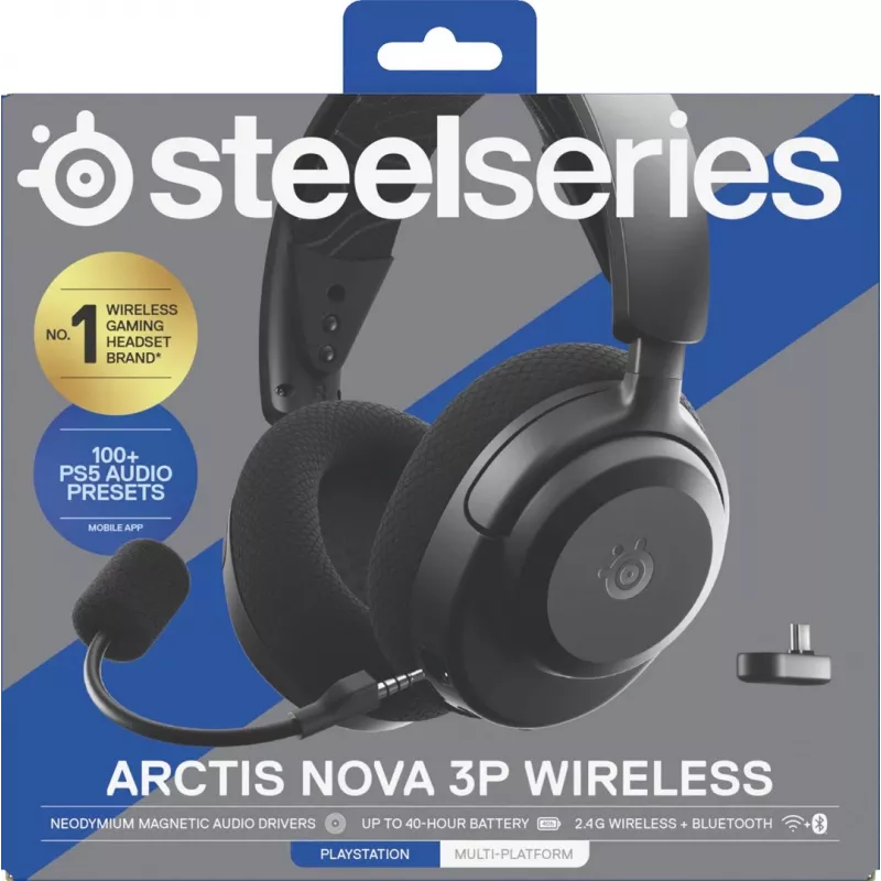 SteelSeries Arctis Nova 3P Wireless langaton pelikuulokemikrofoni, Bluetooth/2,4 GHz, musta