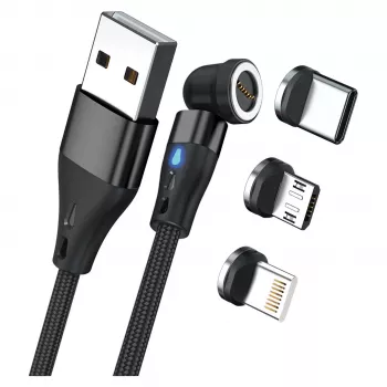 USB-kaapeli RealPower MagneticCharge3 2 m USB A musta