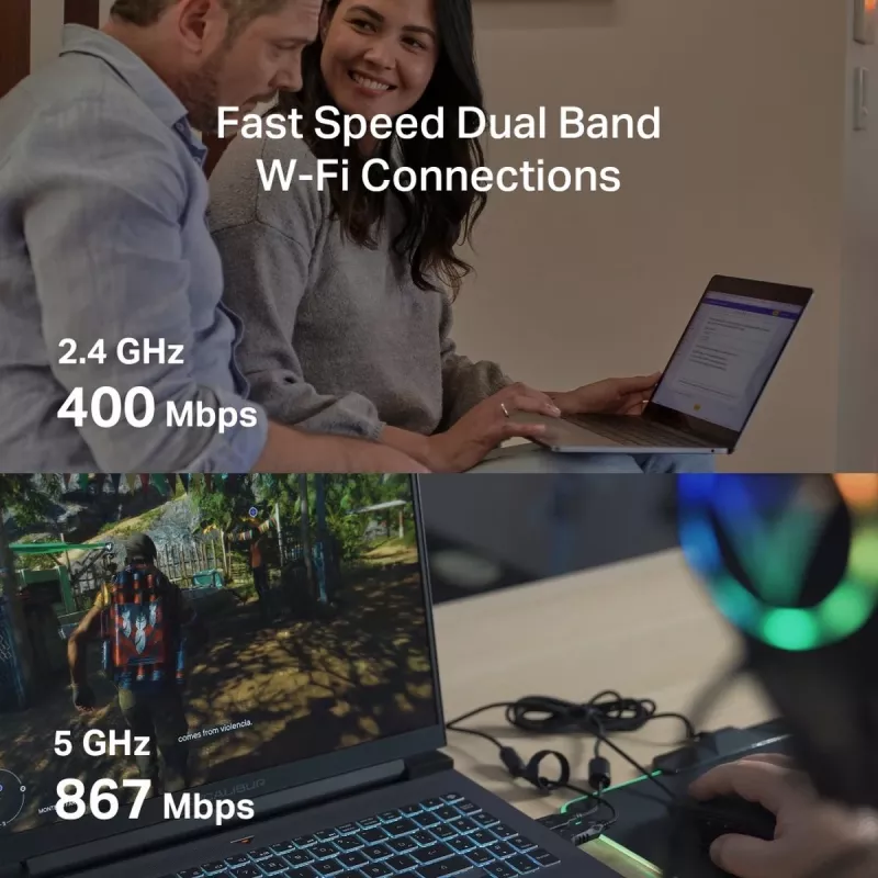 Verkko-USB-sovitin MERCUSYS MA30N — dualband-WLAN (2,4/5 GHz), 400/867 Mbit/s, USB 2.0, sisäinen antenni, valkoinen