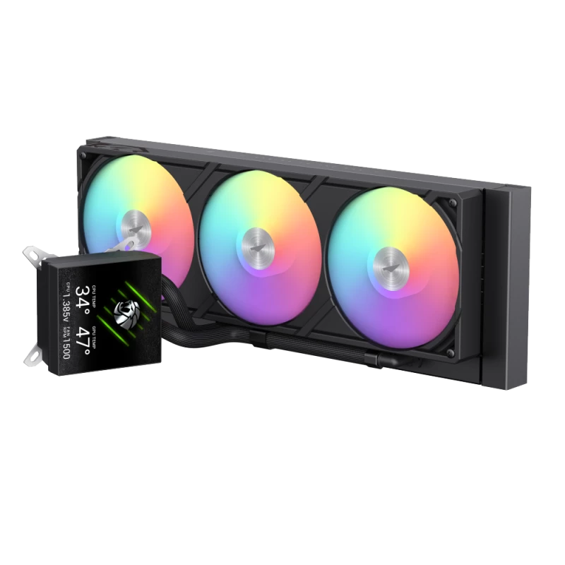 Gamemax CPU-nestekühler | GLACIER 360 LCD BK | Intel, AMD