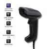 Käsikäyttöinen viivakoodinlukija QOLTEC 50863 — 1D/2D-skanneri, USB johdollinen, LED-anturi, musta, 5V, 1,8 m kaapeli