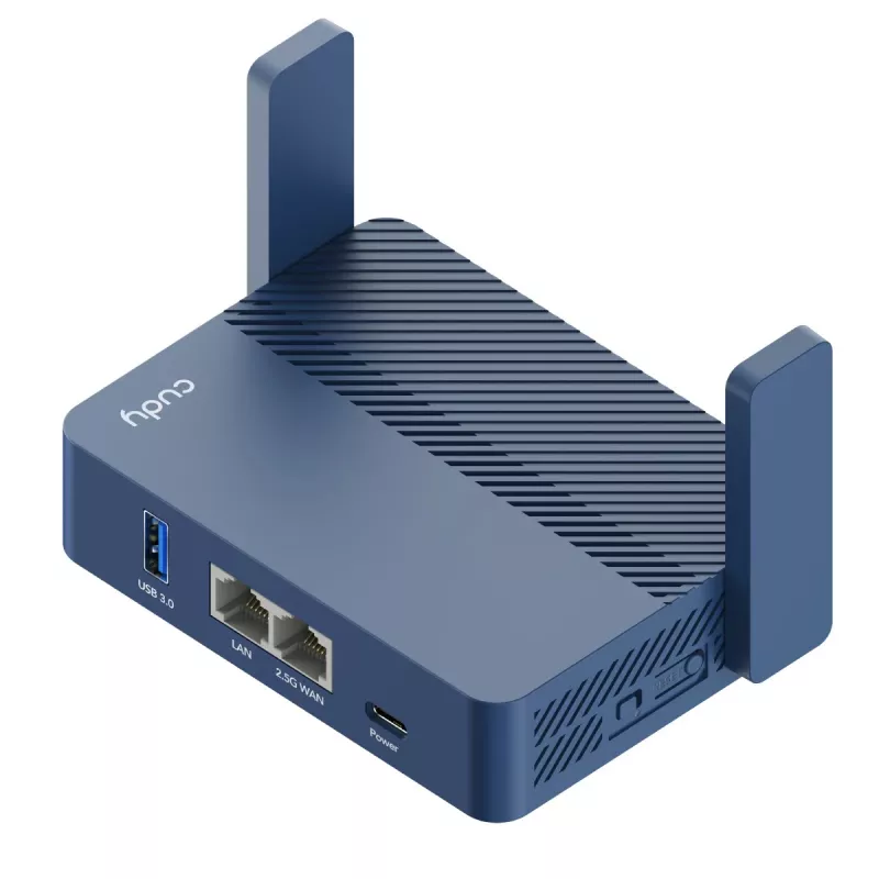 Kannettava reititin Cudy TR3000 AX3000 Wi‑Fi 6, Gigabit Ethernet WAN/LAN, USB-A, ulkoiset antennit, sininen