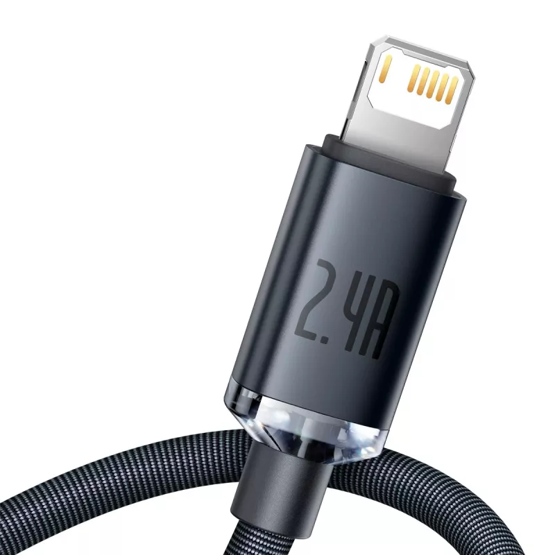 Baseus Crystal Shine kaapeli USB-Lightning, 2,4A, 2m (musta)