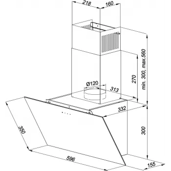 MAAN Vertical Glass 60 liesituuletin, musta