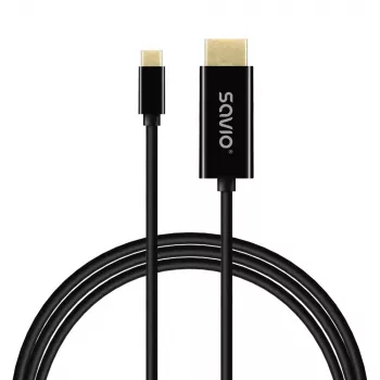 USB-C-kaapeli SAVIO CL-191 2 m — USB-C - USB-C, uros-uros, musta, muovipäällyste, kuparijohdin