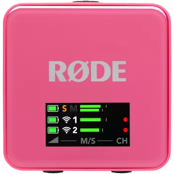 Radiolähetinmikrofoni RODE Wireless GO III pinkki — kompakti kaksikanavainen lähetin- ja vastaanotinjärjestelmä