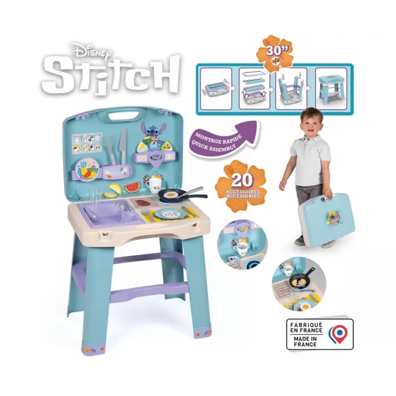 Leikkikeittiö SMOBY Stitch Kitchen 7600311909 tarvikkeineen – lasten roolileikkikeittiösarja