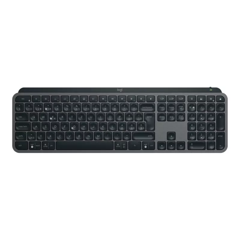 Logitech MX Keys S 920-011589 langaton täysikokoinen näppäimistö, Bluetooth LE / Logi Bolt, taustavalaistu, ladattava USB-C:llä, QWERTY US International, ranteentuella, grafiitti