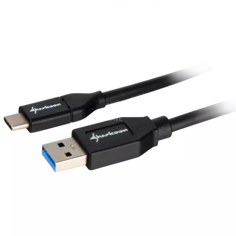 Sharkoon USB 3.2 Gen 2 kaapeli USB-A uros> USB-C musta 1 metri - kaapeli - digitaali/data