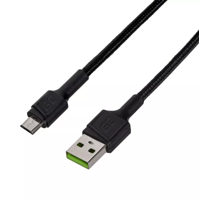 USB 2.0 -kaapeli Green Cell KABGC23, USB A - Micro-USB B, 0,3 m, musta