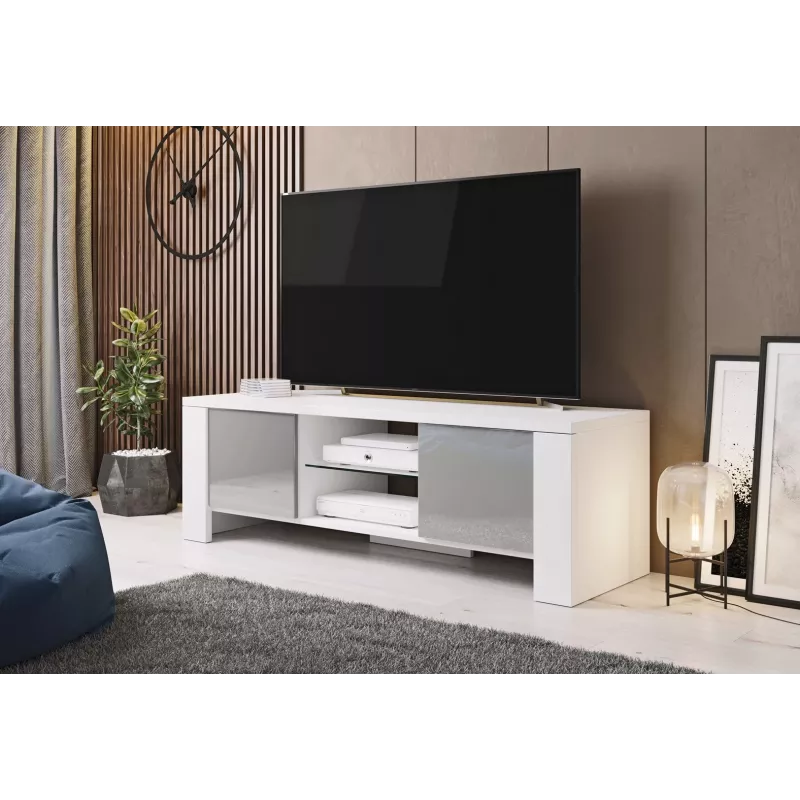 Cama TV-taso WEST 42/130/42 valkoinen/harmaa kiiltävä
