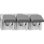 Pistorasia merten MEG2391-8029 CEE 7/3, tukee CEE 7/4, IP44, 250 V, 16 A, harmaa, 223×83×57 mm