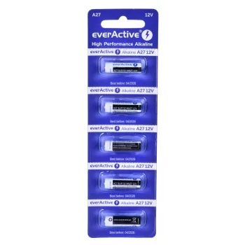 Uudelleenladattava paristosarja everActive 27A5BL, alkalinen 12 V, sylinterimäinen, 5 kpl, 27,3 × 7,62 mm