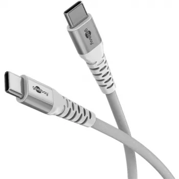 Goobay KAB USB-C (ST-ST) 2m liitäntäkaapeli tekstiilipäällysteinen valkoinen USB-kaapeli USB 2.0 USB C (70194)