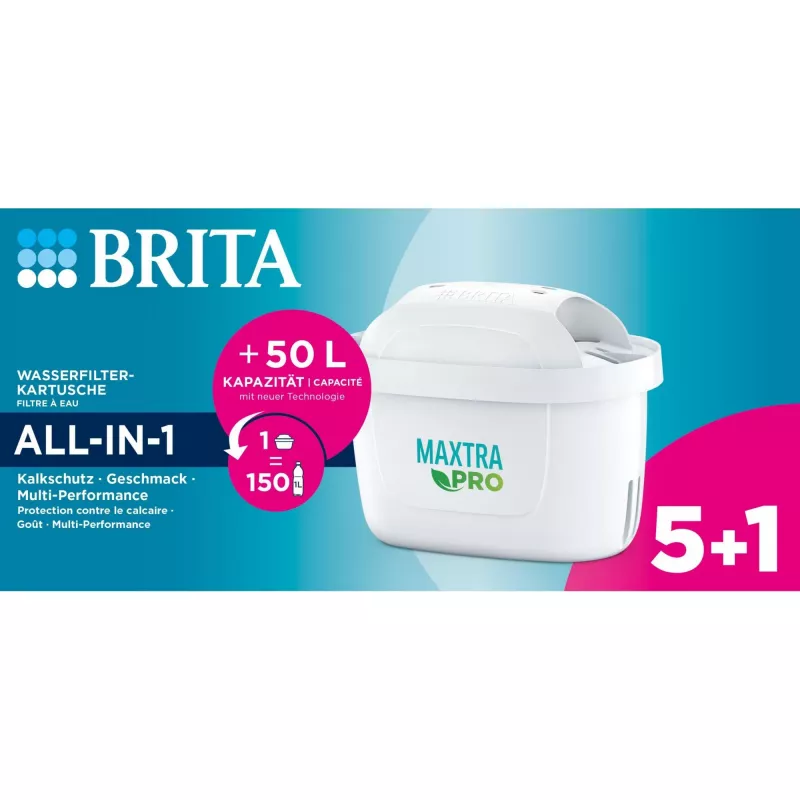 BRITA pöytävesisuodatin Maxtra Pro -suodatinpatruuna 5+1 pakkaus