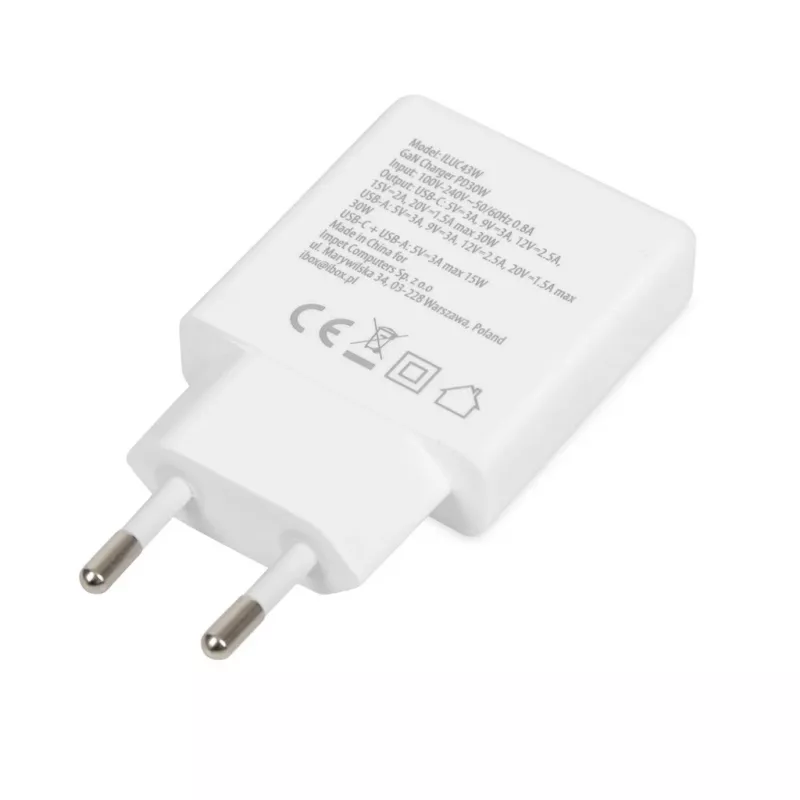 iBox ILUC43W -laturi mobiililaitteille yleismalli valkoinen AC sisäkäyttöön