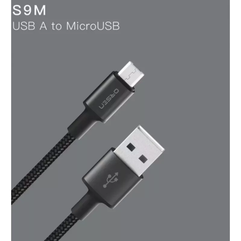 USB-kaapeli Orsen S9M A–Micro USB 2.1A 1 m musta