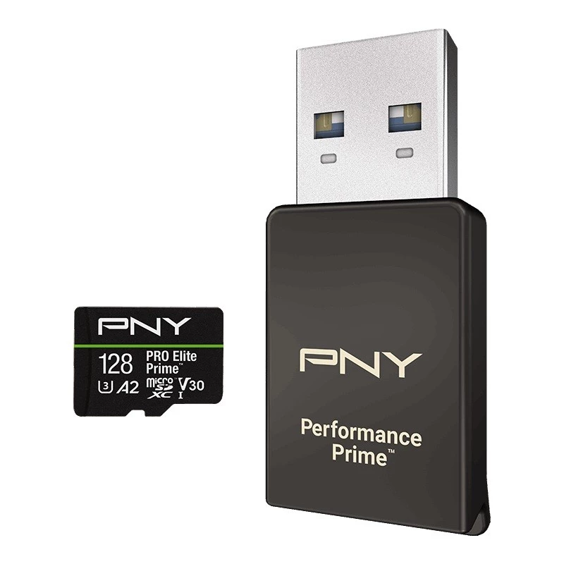 Muistikortti microSDXC Elite Prime 128GB + SD-sovitin + USB-A-kortinlukija