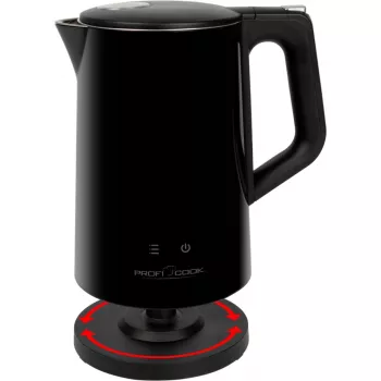 Vesikattila ProfiCook PCWKS1243 — 1,7 l, 2200 W, lämpötilan säätö 50–100 °C, musta