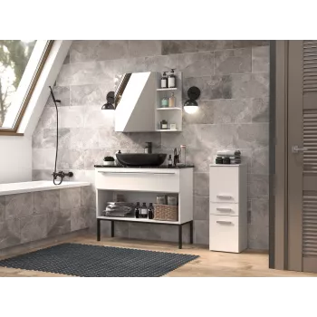 Kylpyhuonekaappi Top e Shop NEL V DDS BIEL — vapaasti seisova 300×300×850 mm, 3 hyllytasoa, valkoinen