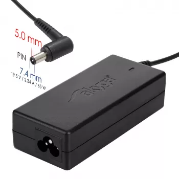 Akyga AK-ND-05 kannettavan tietokoneen virtalähde 19,5 V / 3,34 A, 65 W, 7,4 x 5,0 mm liitin nastalla, Dell