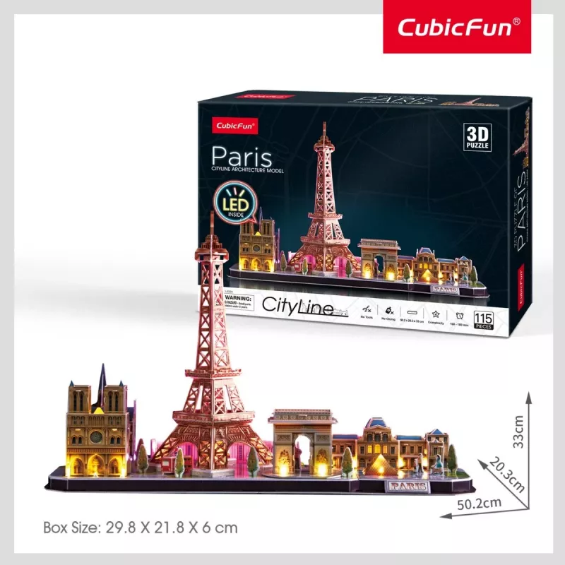 3D-palapeli CubicFun City Line Paris LED 115 kpl