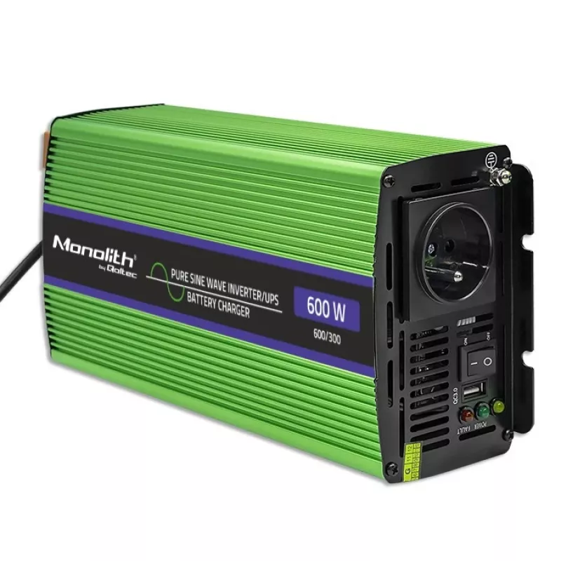 Auto-invertteri Qoltec Monolith 600 W vihreä 12 V