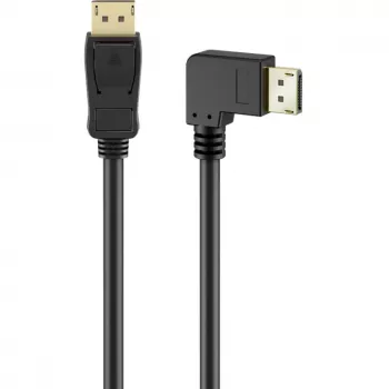 Kaapeli DisplayPort uros 90° > DisplayPort uros, 8K / 144Hz (musta, 2 metriä, 1 uros 90° sivukulma, 54 Gbit/s, DisplayPort 2.0 / 2.1)
