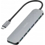 LogiLink USB-C-keskitin, 7 porttia, USB 3.2 Gen 1, 7x USB-A alumiini. (UA0457)