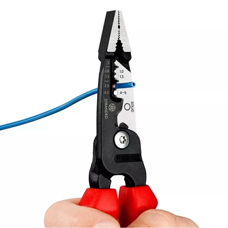 Knipex 13 72 200 ME kuorintapihti musta, sininen, punainen, ruostumaton teräs