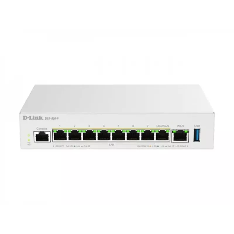 D-Link DBR-600-P/B Business PoE -reititin, Ethernet WAN, 2,5 Gigabit Ethernet, valkoinen